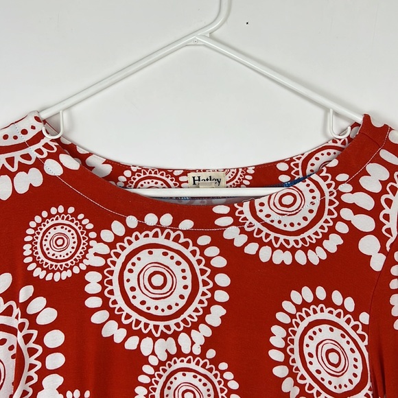HATLEY jersey-like mini dress white medallion print on red L - Picture 5 of 11